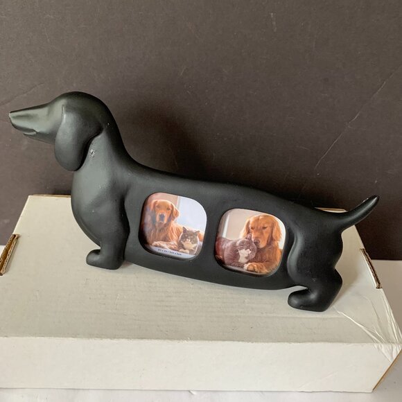 Isaac Jacobs Double 2x2 Resin Sentiments DACHSHUND DOG PICTURE FRAME BLACK - Picture 1 of 5